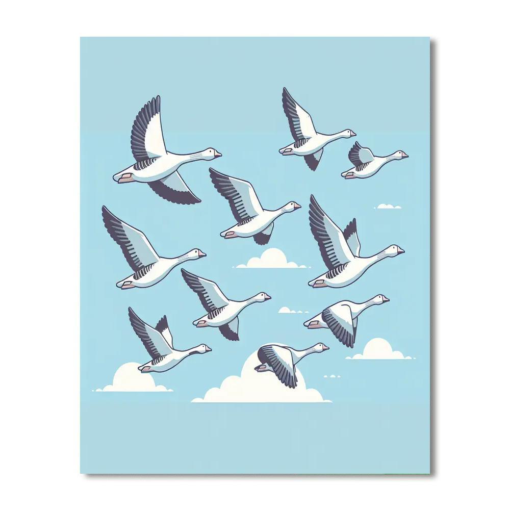 Gliding Geese Paint By Number