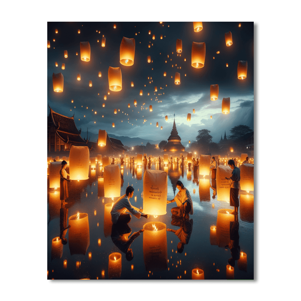 Yi Peng Lantern Festival - Thailand Paint By Numbers Kits