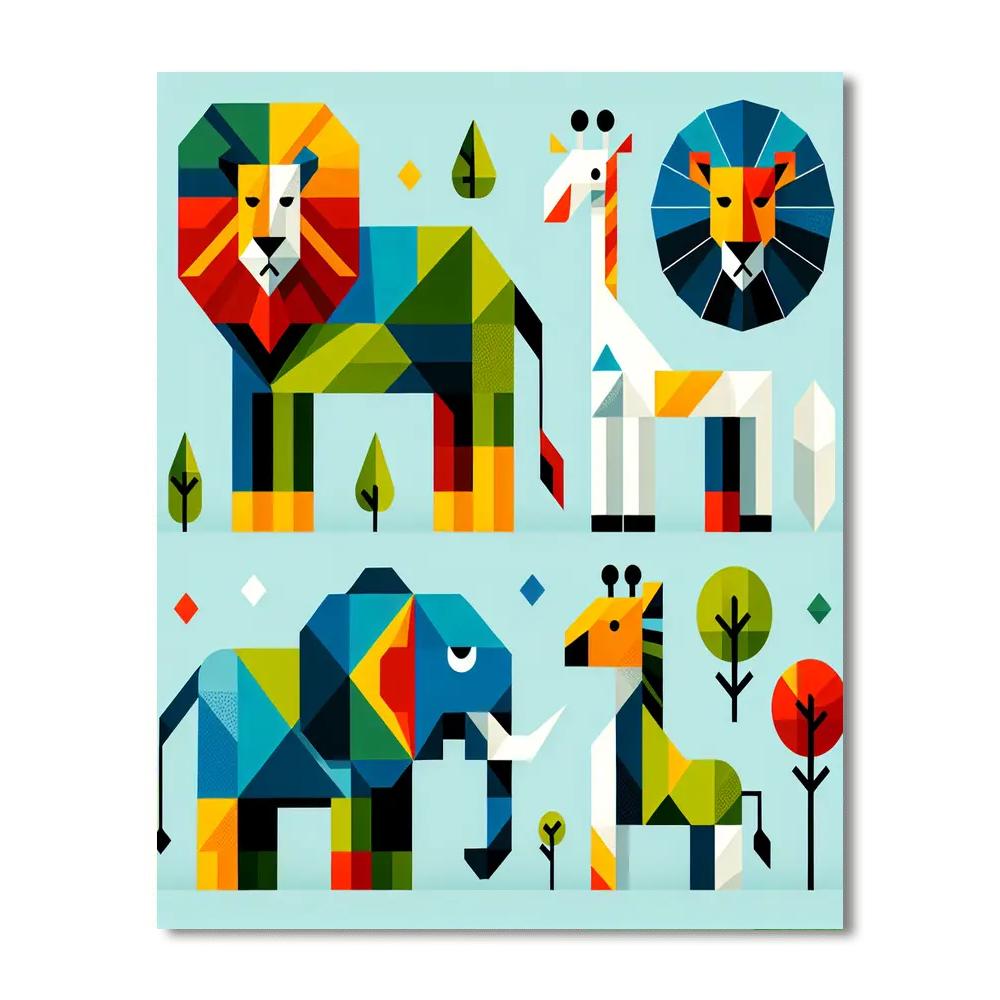 Colorful Geometric Animals Painting By Numbers Kit