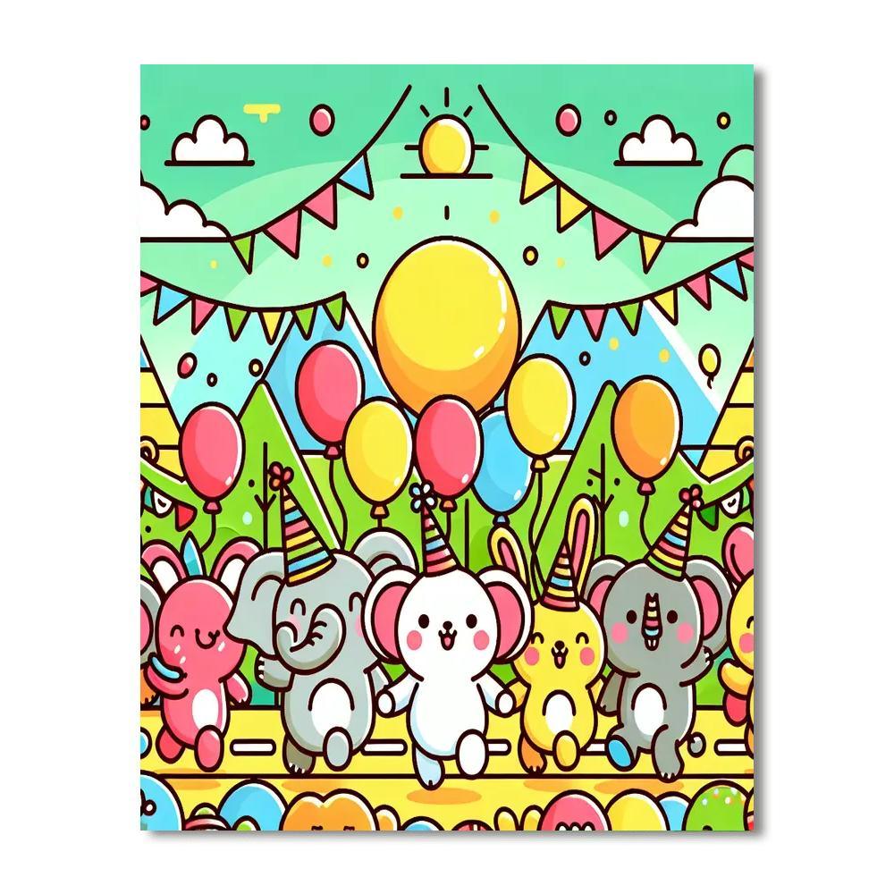 Silly Animal Parade Paint By Numbers Art