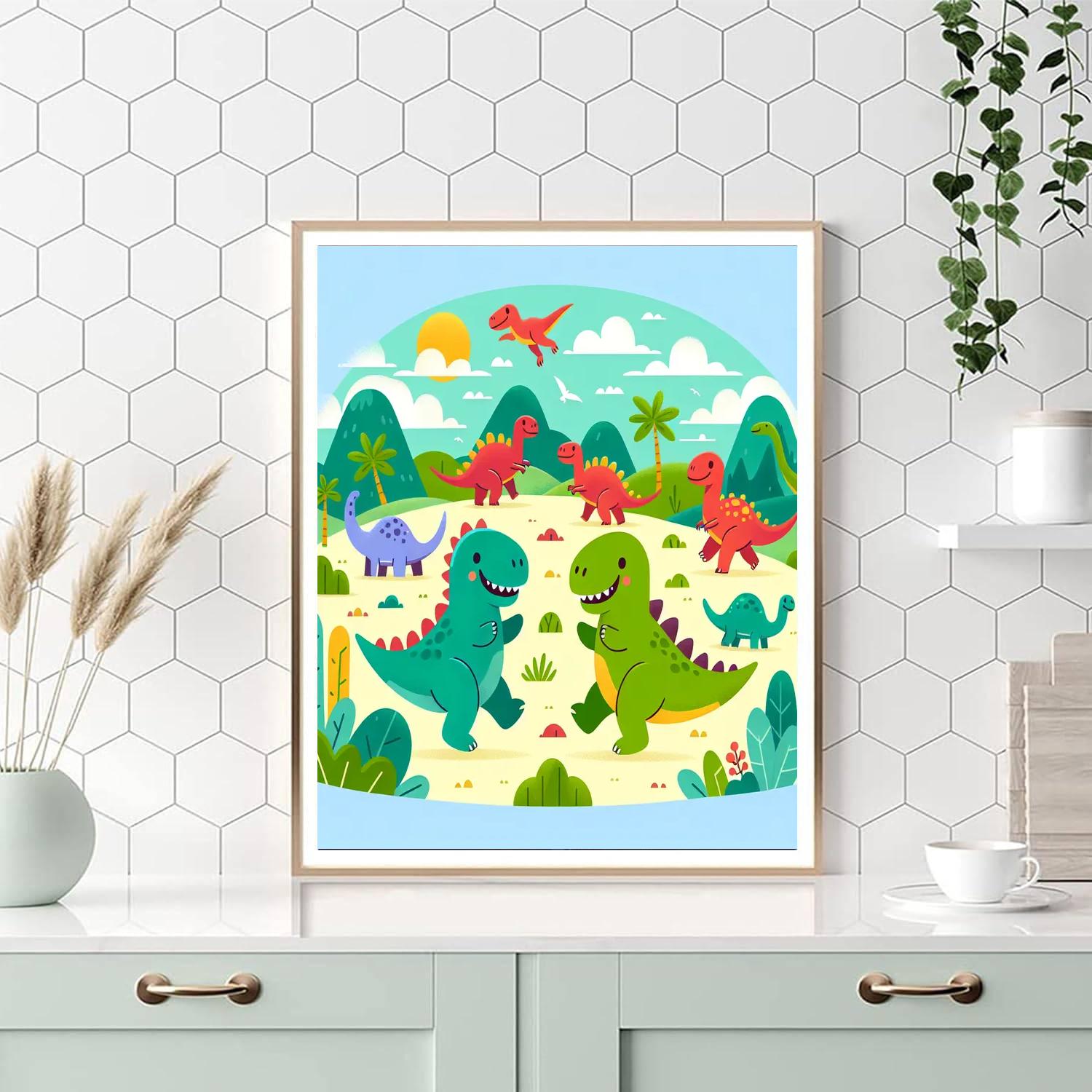 Friendly Dino World Painting Number Kit