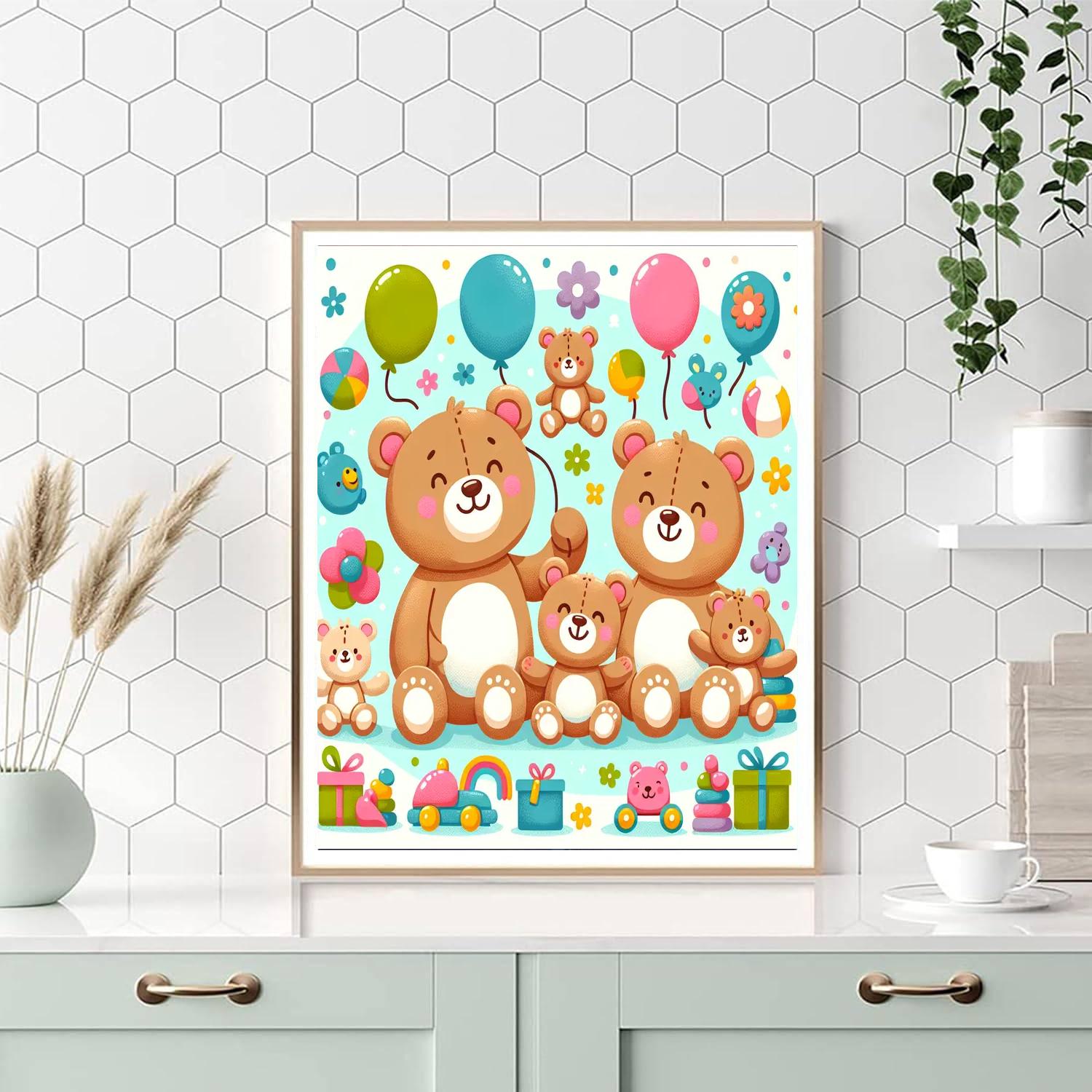 Cuddly Teddy Bear Family Numbered Painting Kits