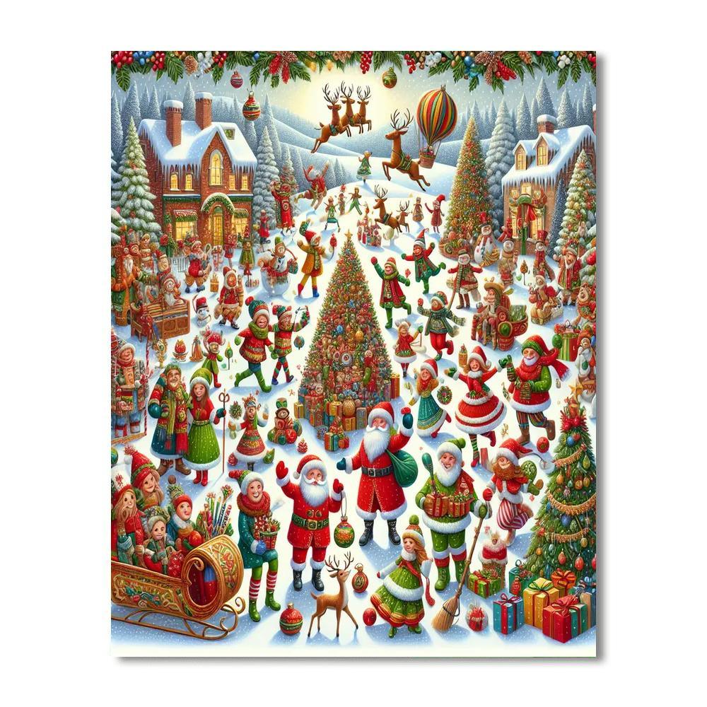 Whimsical Holiday Wonderland Numbered Painting Kits