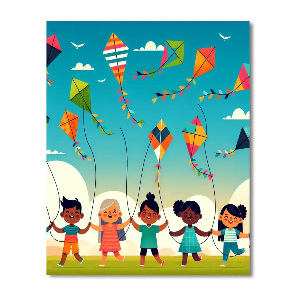 Festival Of Flying Kites Painting By Numbers Kit