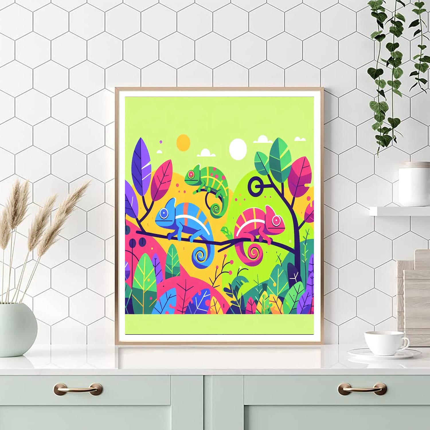 Charming Chameleon Hideaway Number Painting