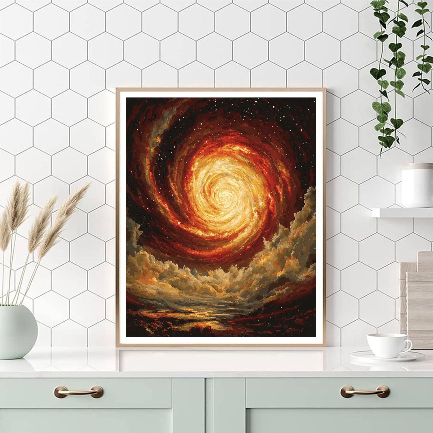 Caravaggio Inspired Cosmic Chiaroscuro  Number Painting