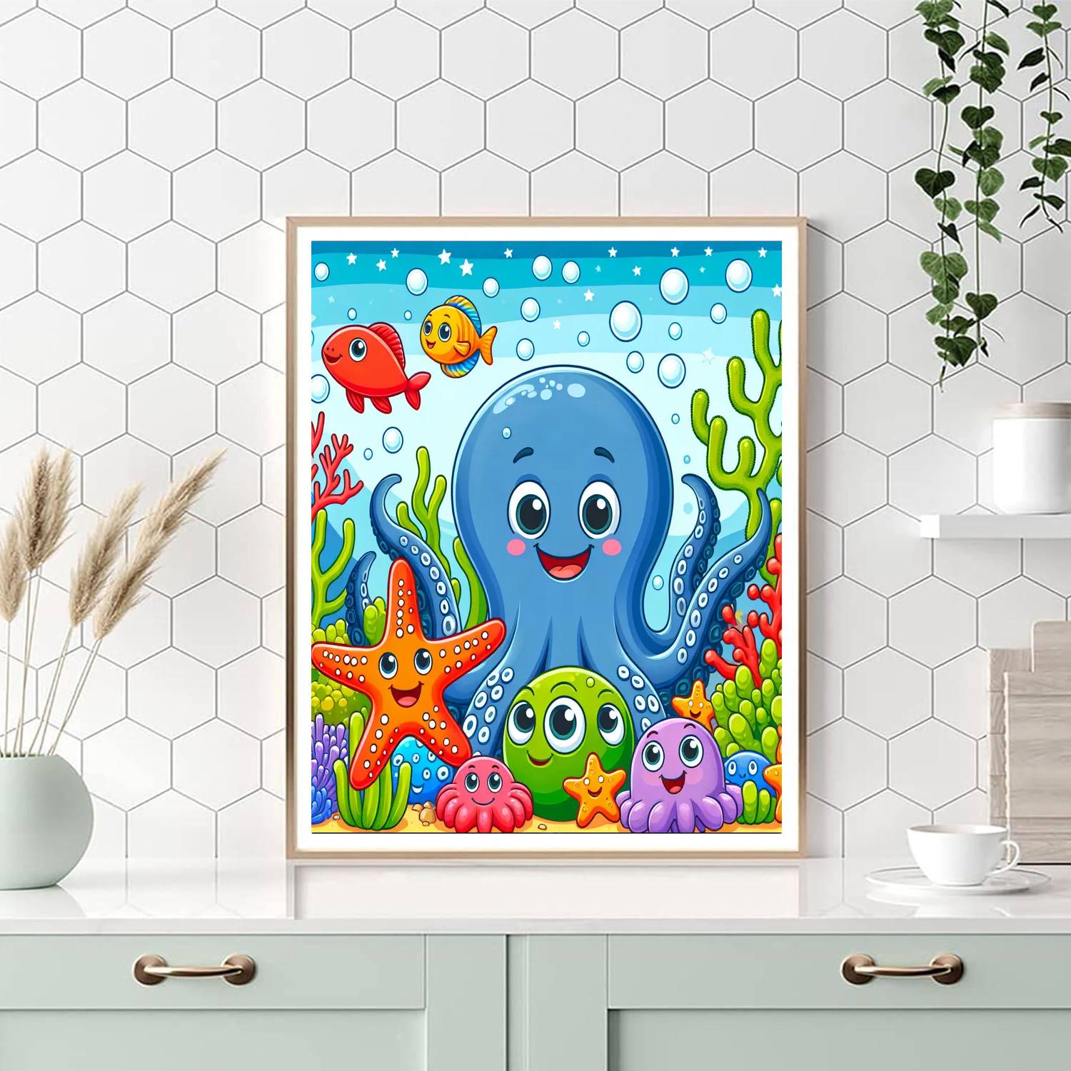 Curious Ocean Creatures Paint By Numbers Art