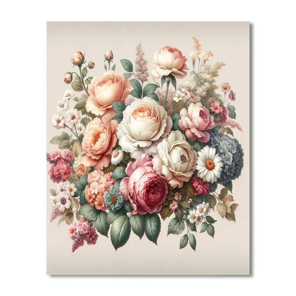 Vintage Floral Composition Painting Number Kit