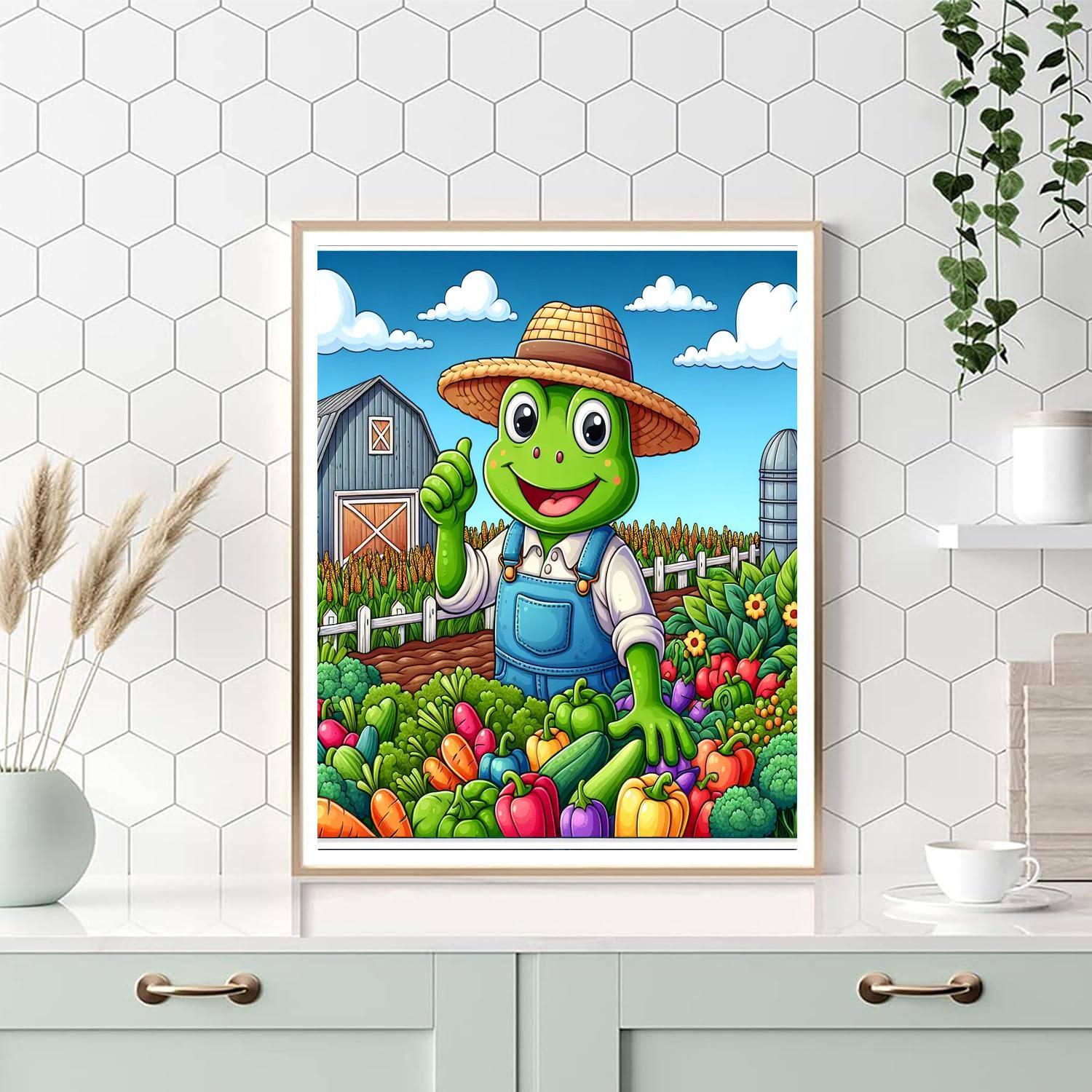 Cheerful Farmer Frog DIY Paint By Numbers