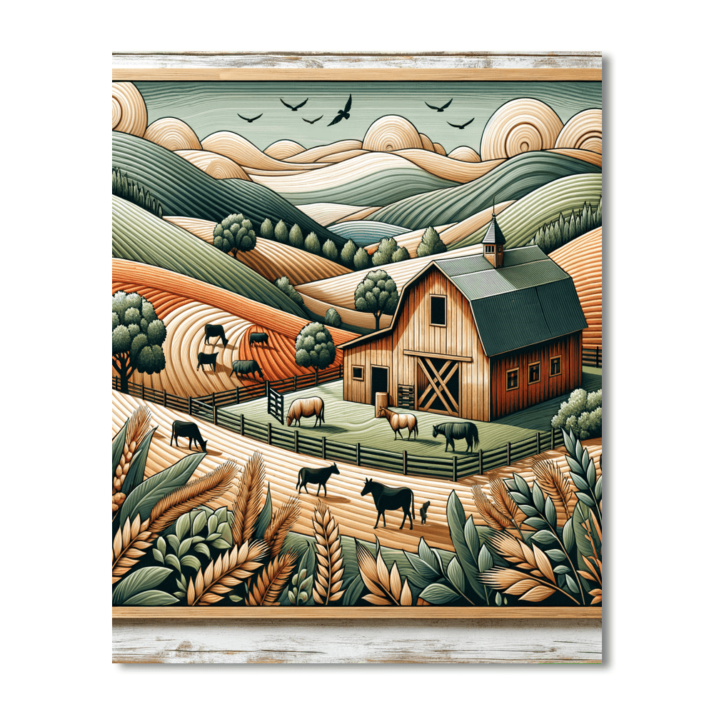 Charming Rustic Barnyard DIY Paint By Numbers