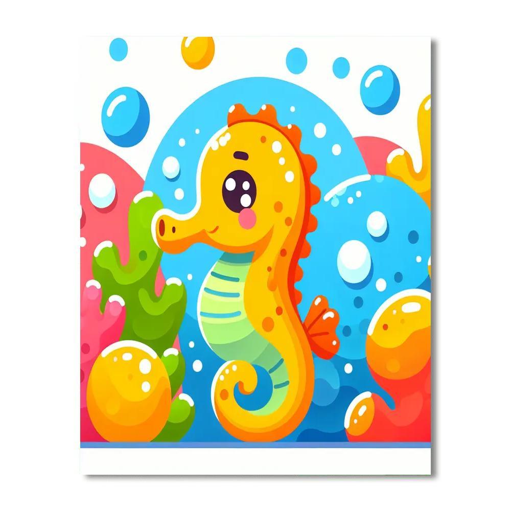 Jolly Seahorse Number Painting