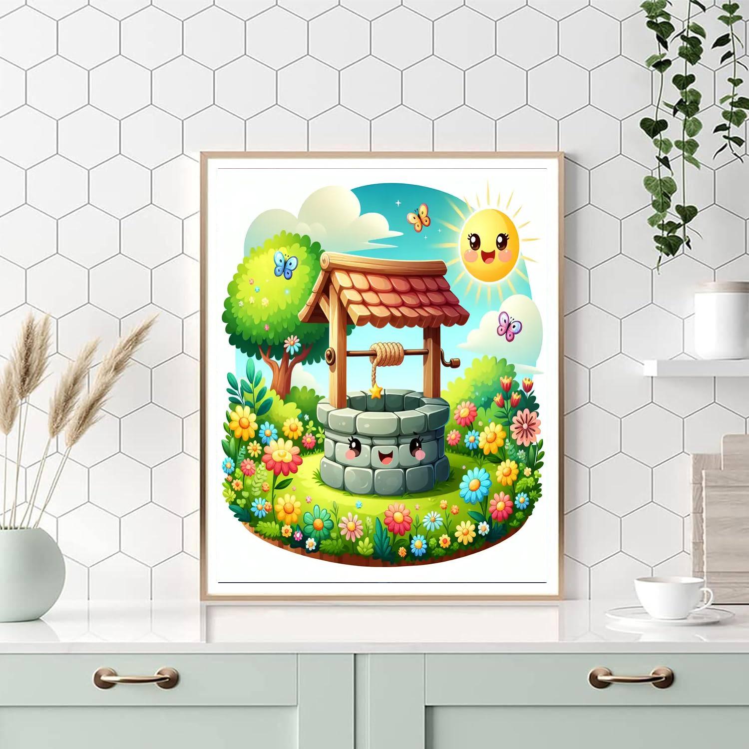 Whimsical Wishing Well DIY Paint By Numbers