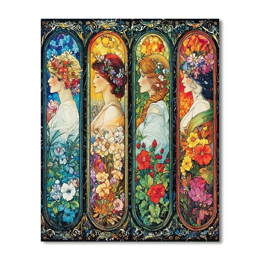 Alphonse Mucha Inspired Seasonal Serenade  Painting Number Kit