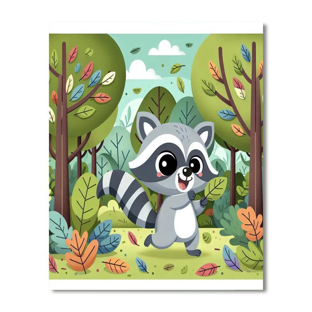 Lively Raccoon Paint By Numbers Art