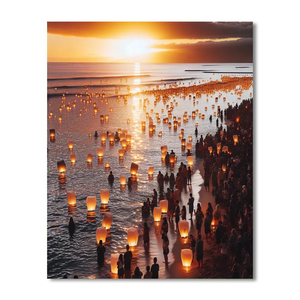 Lantern Floating Festival - Honolulu Painting Number Kit
