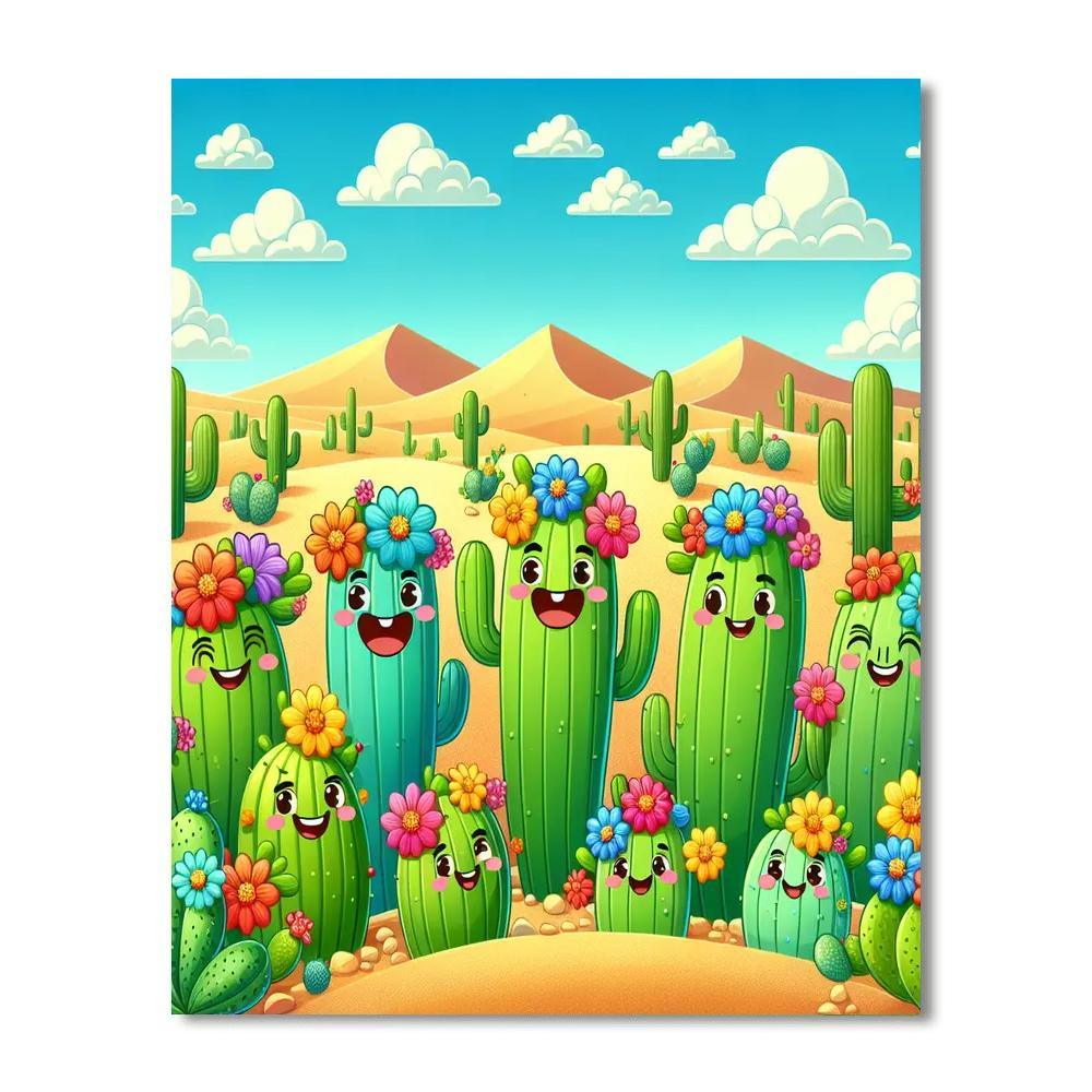 Happy Cactus Family Paint By Numbers Art