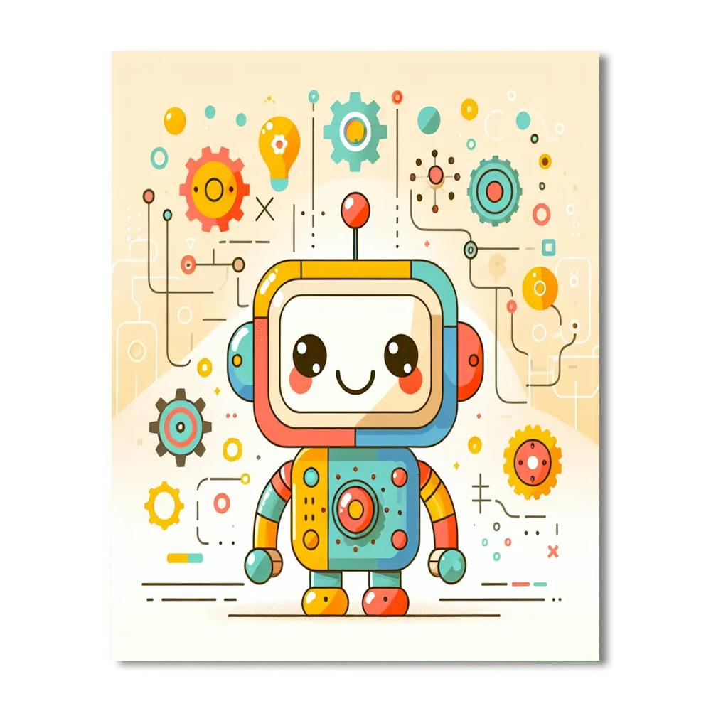 Clever Little Robot Painting By Numbers Kit