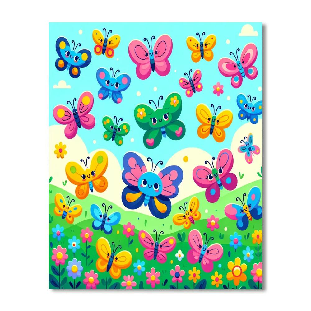 Rainbow Butterfly Parade Paint By Numbers Art