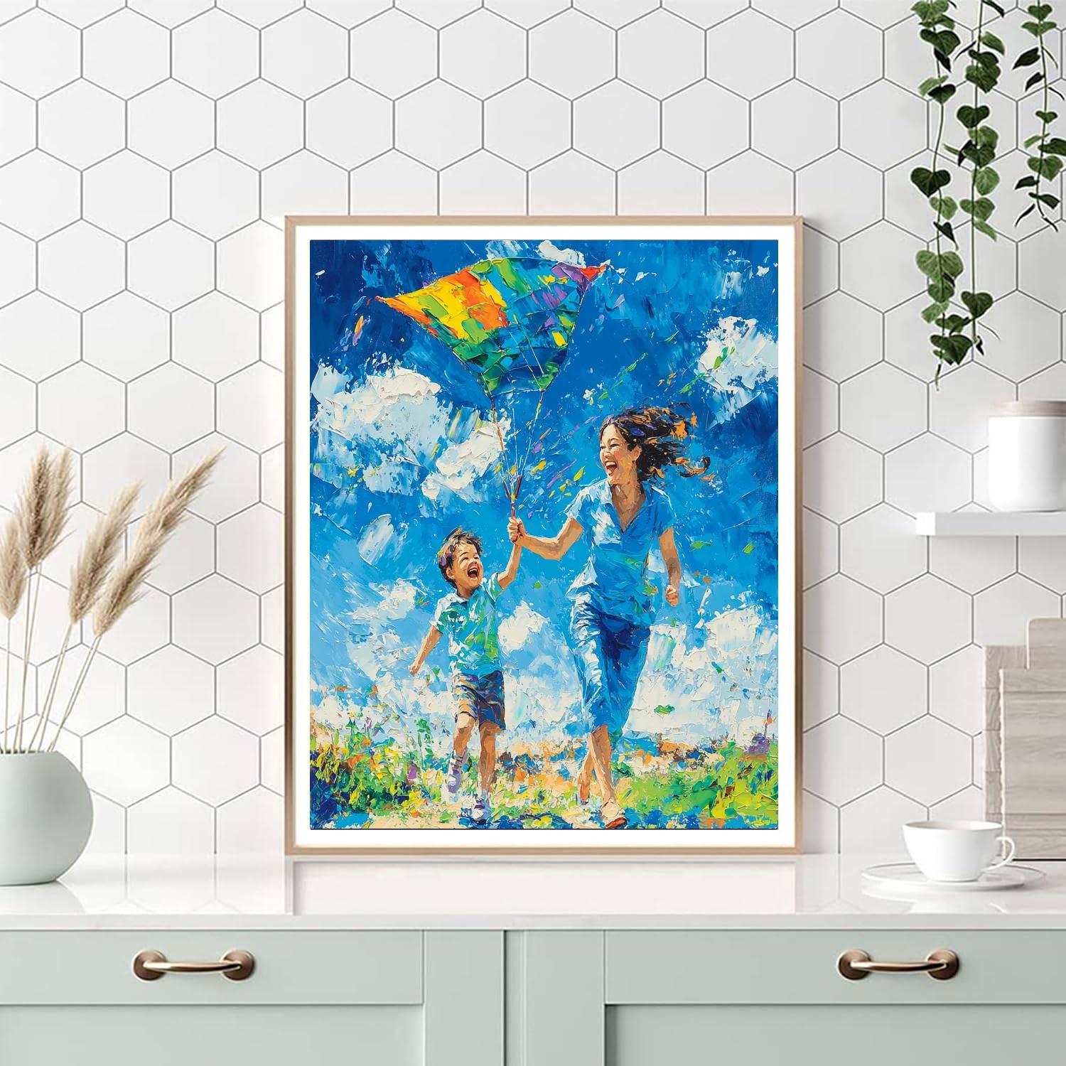 Kite Flying With Mom Painting By Numbers Kit