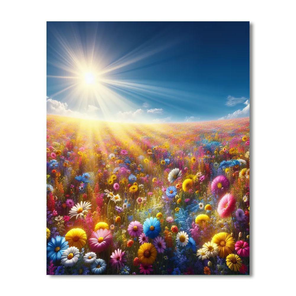 Sunlit Flower Meadow Paint By Numbers Art