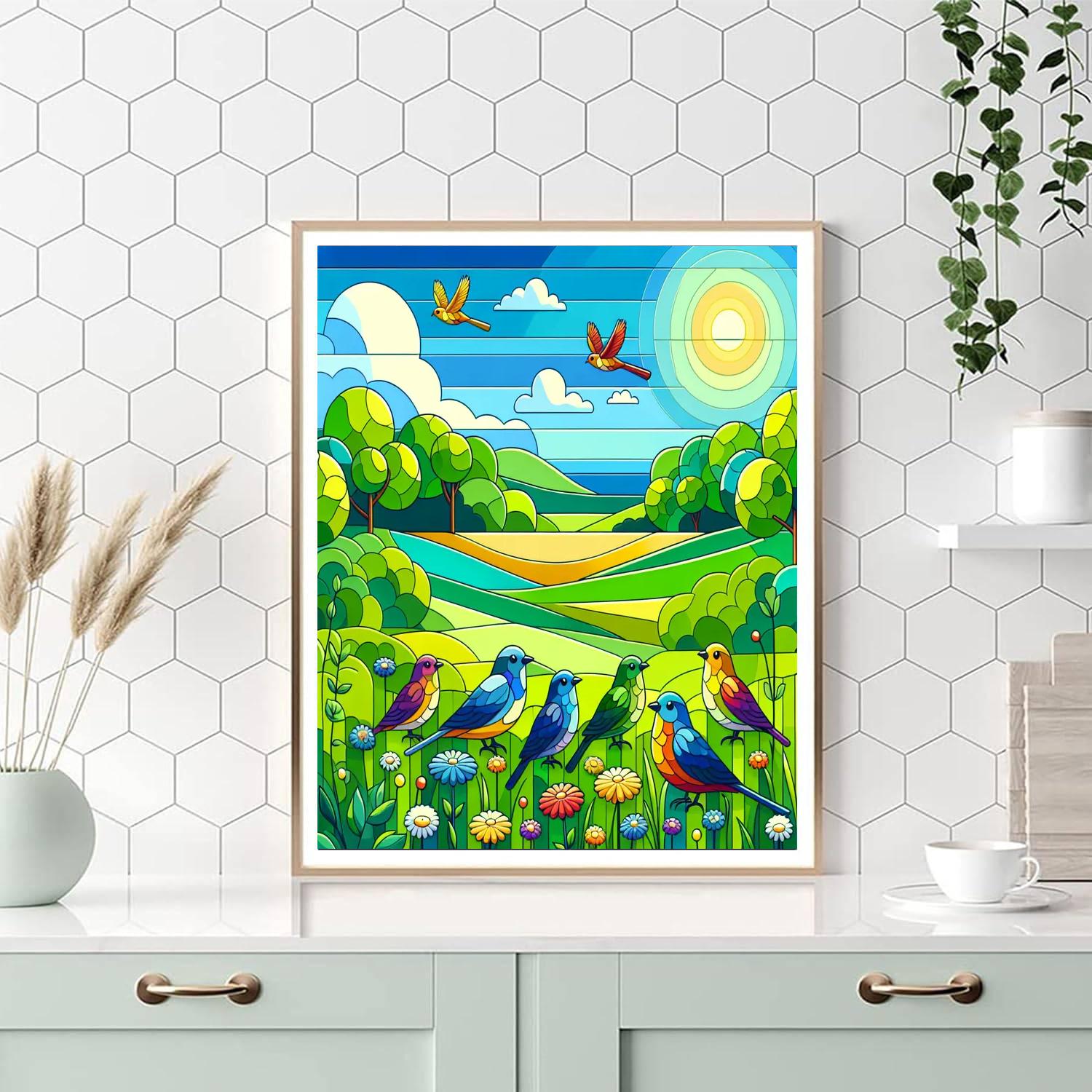 Chirpy Meadow Painting Number Kit