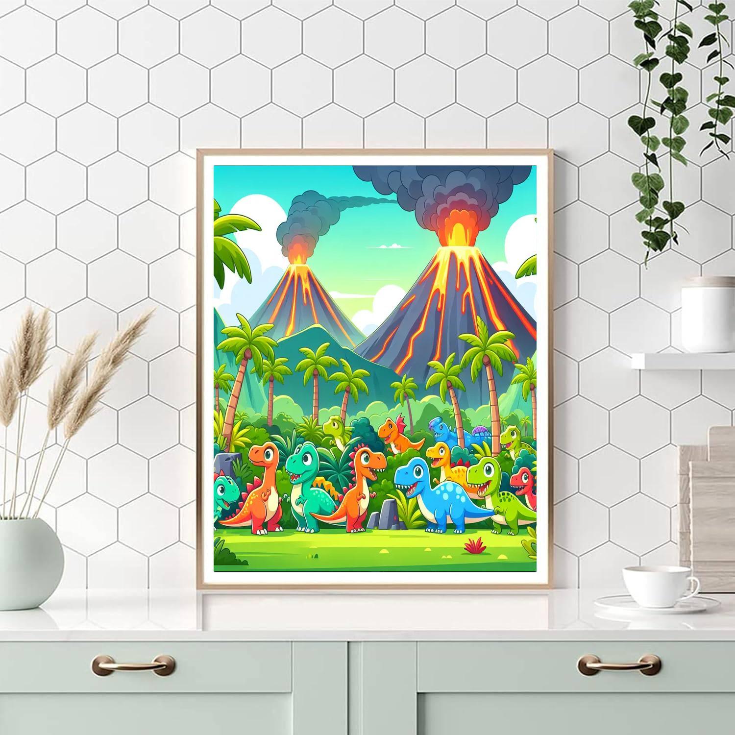 Cheerful Dinosaur Expedition Painting By Numbers Kit