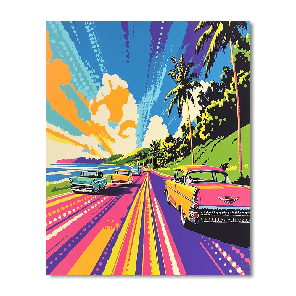 Roy Lichtenstein Inspired Vintage Road Trip  Paint By Numbers Kits