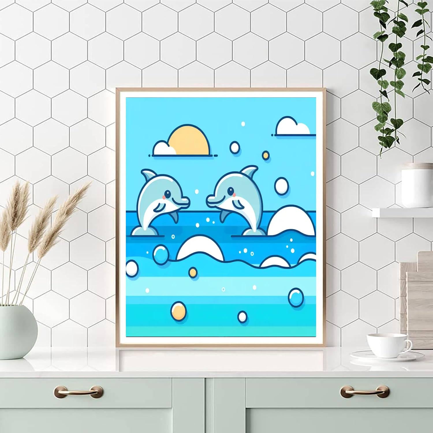 Dolphins' Dance Delight Painting Number Kit