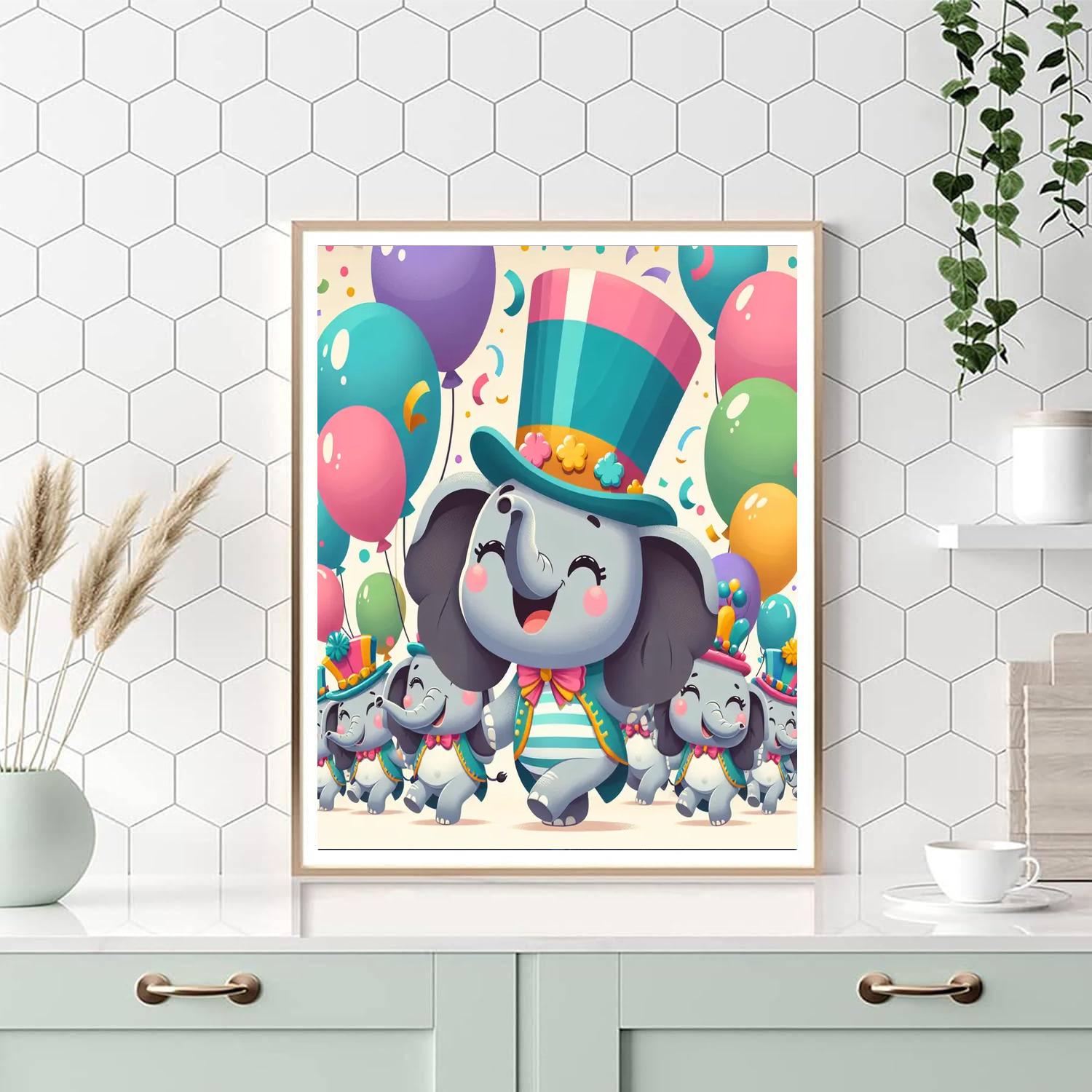 Bouncy Elephant Parade Painting By Numbers Kit