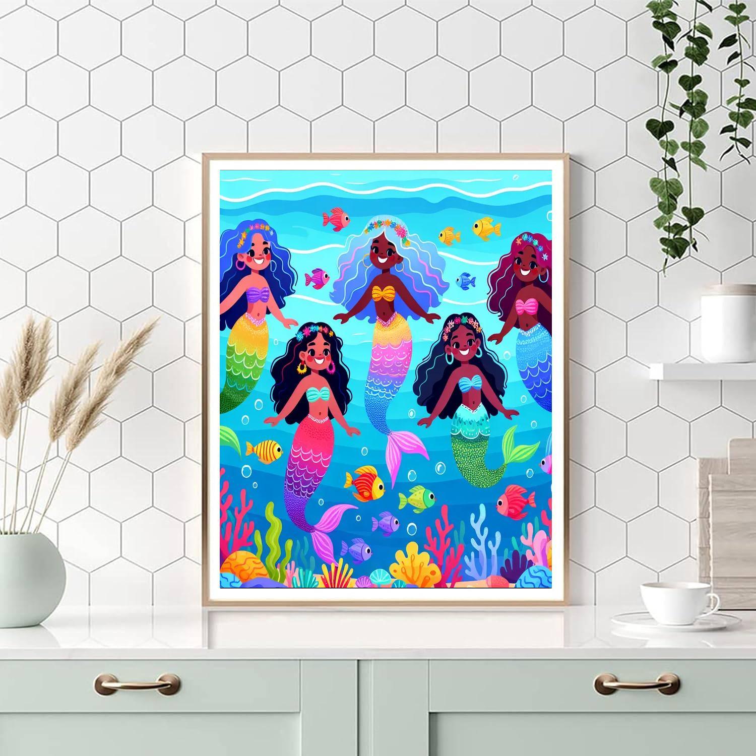 Colorful Mermaid Lagoon Paint By Numbers Kits