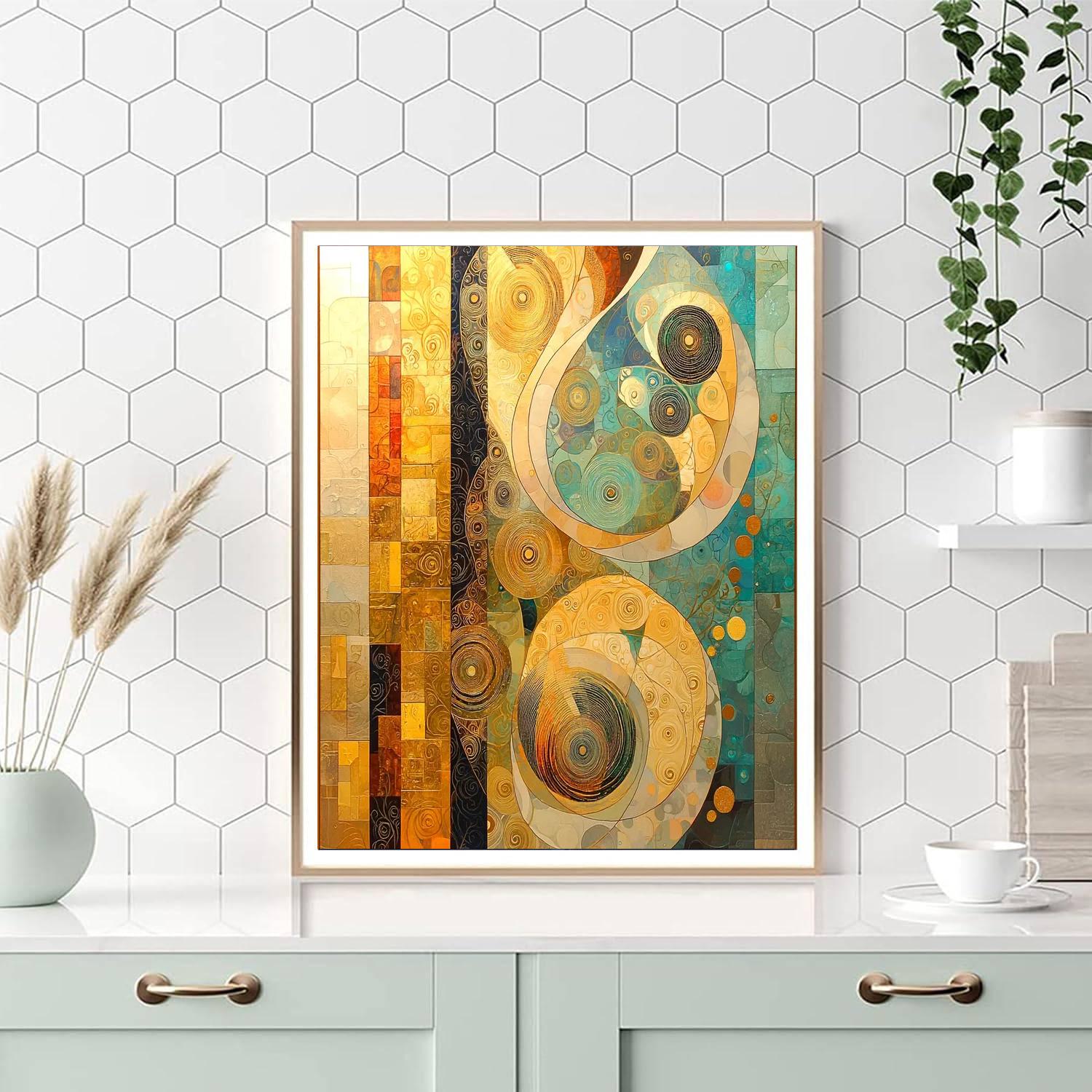 Gustav Klimt Inspired Harmony Of Abstract Spirals  Paint By Numbers Art