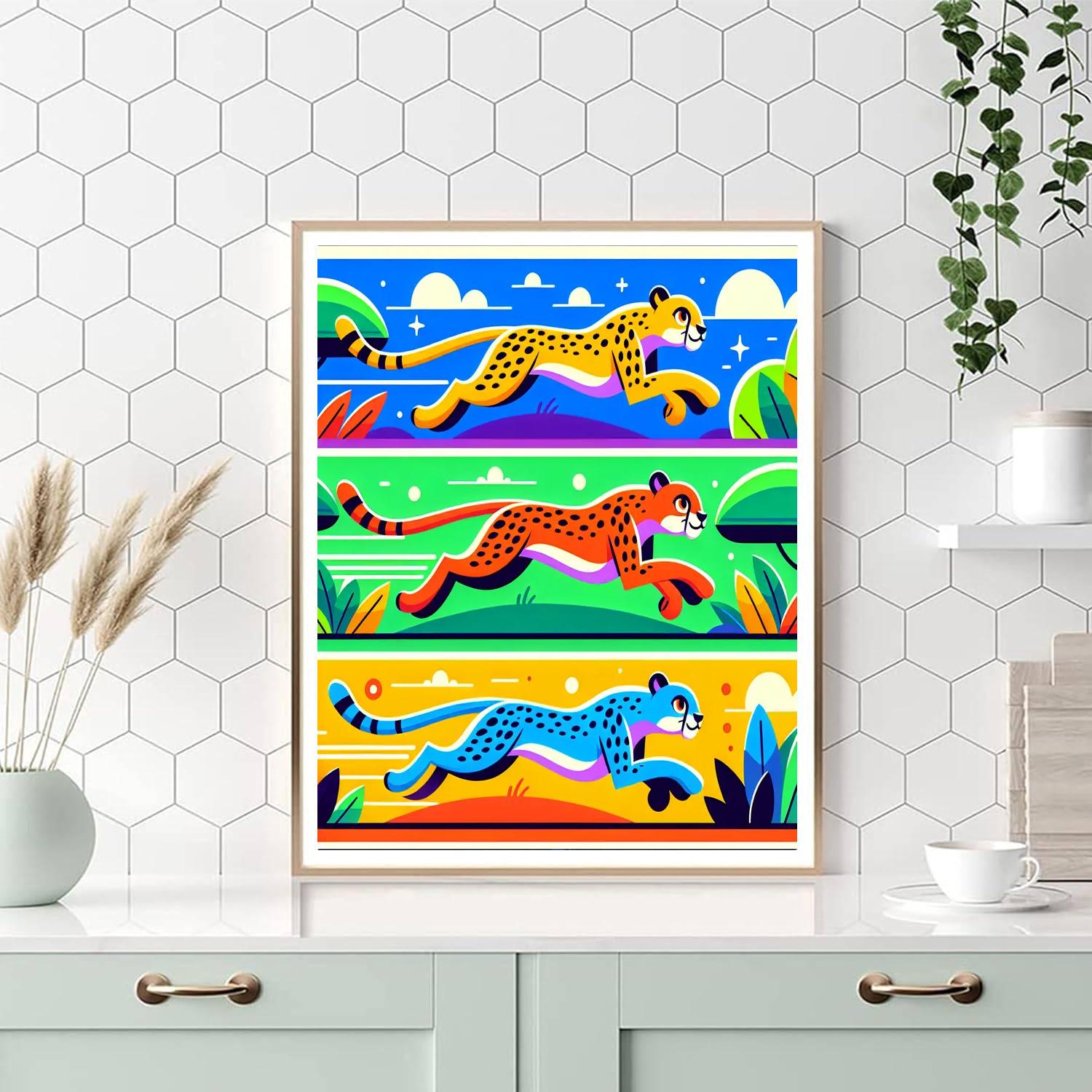 Cheetah Sprint Showdown Paint By Numbers