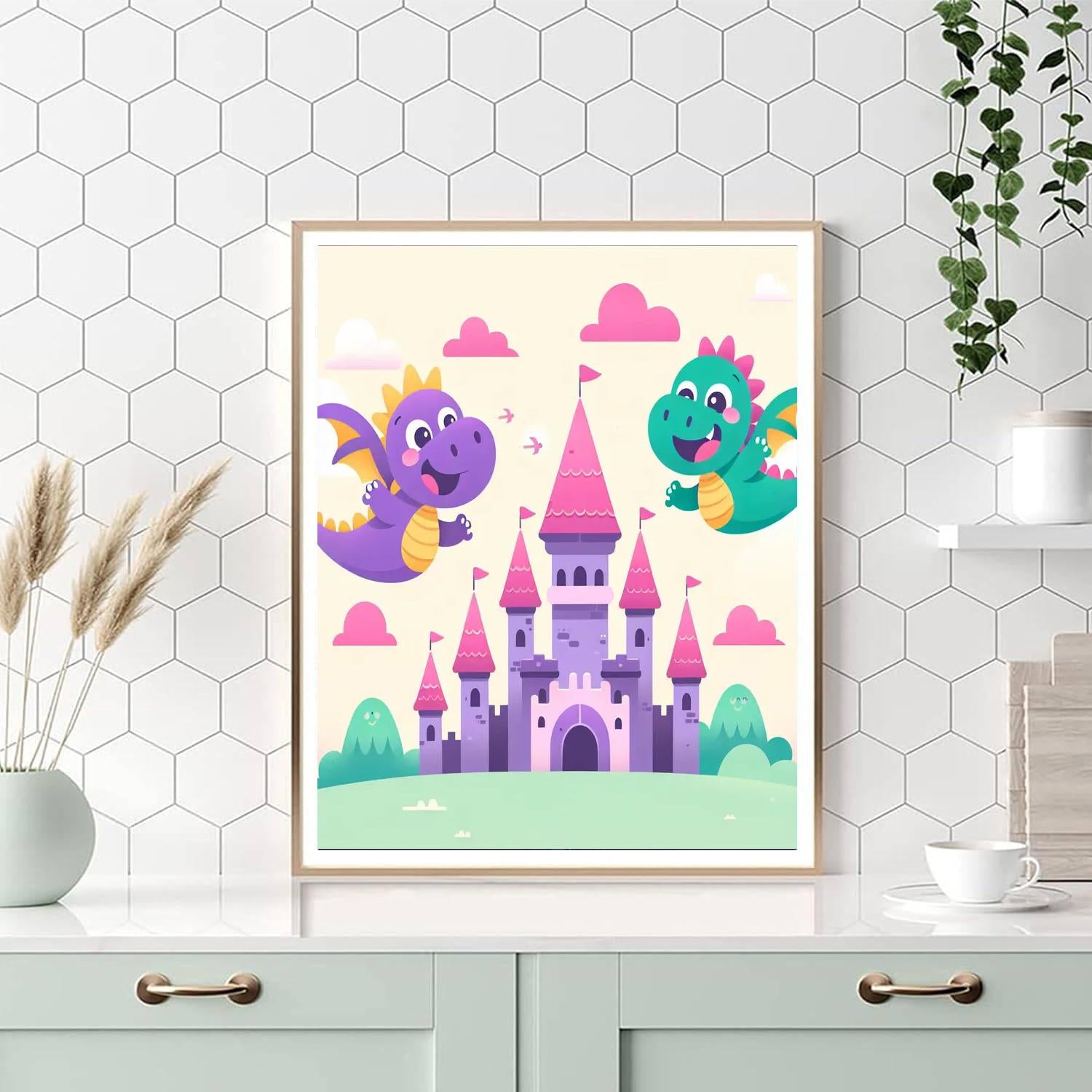 Magical Castle With Dragons Painting By Numbers Kit
