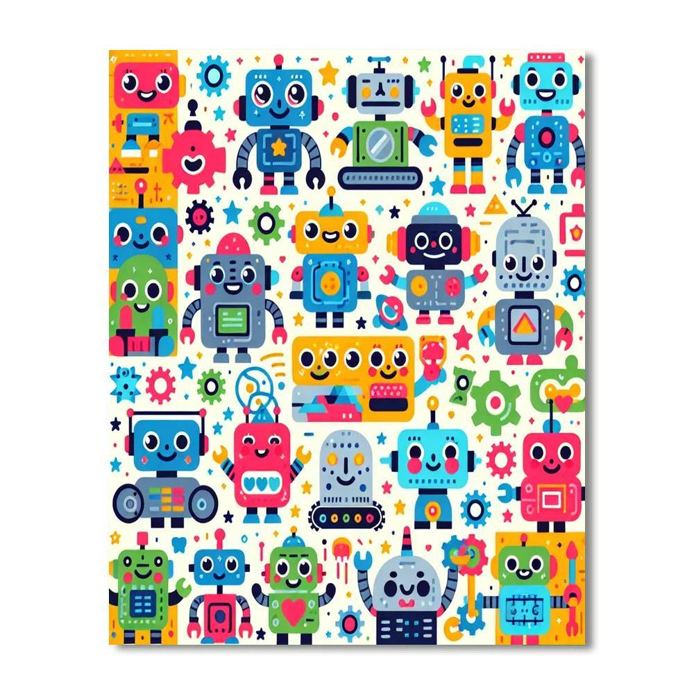 Cheerful Robot Playtime Number Painting