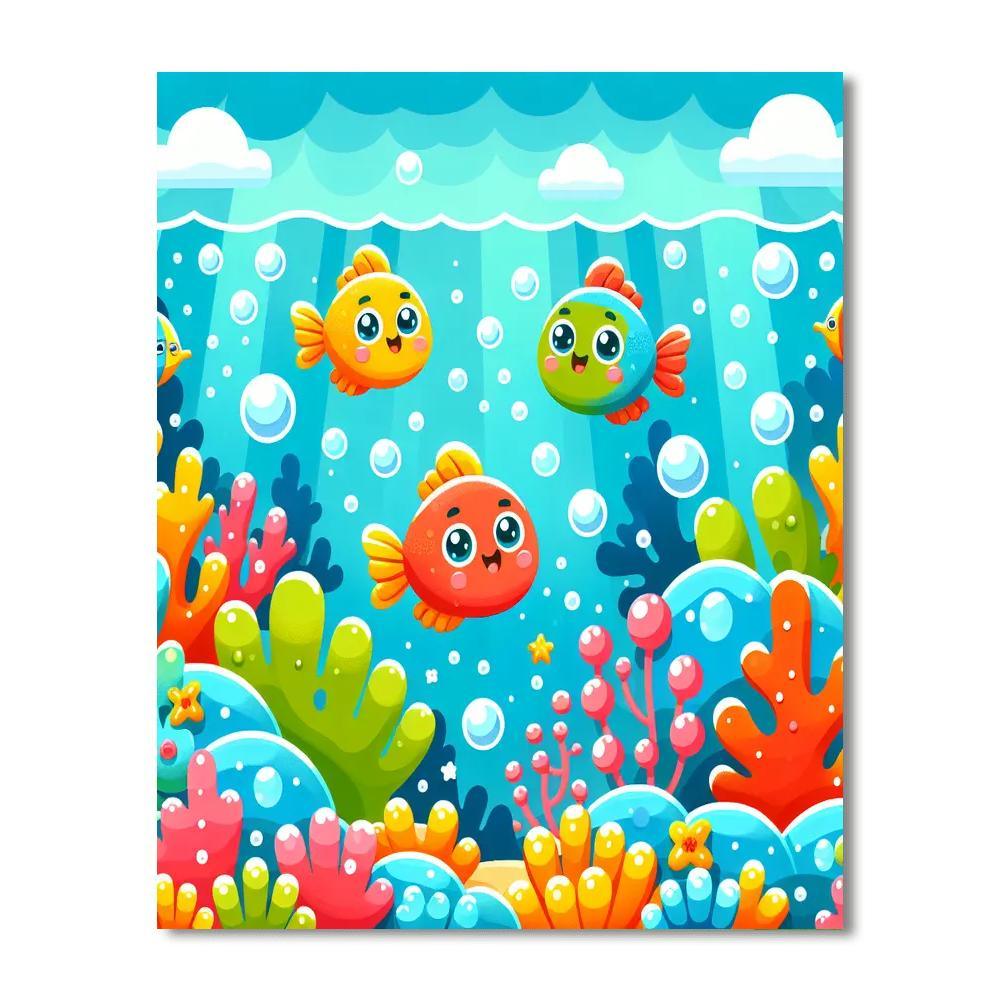 Frolicking Fish Paint By Number