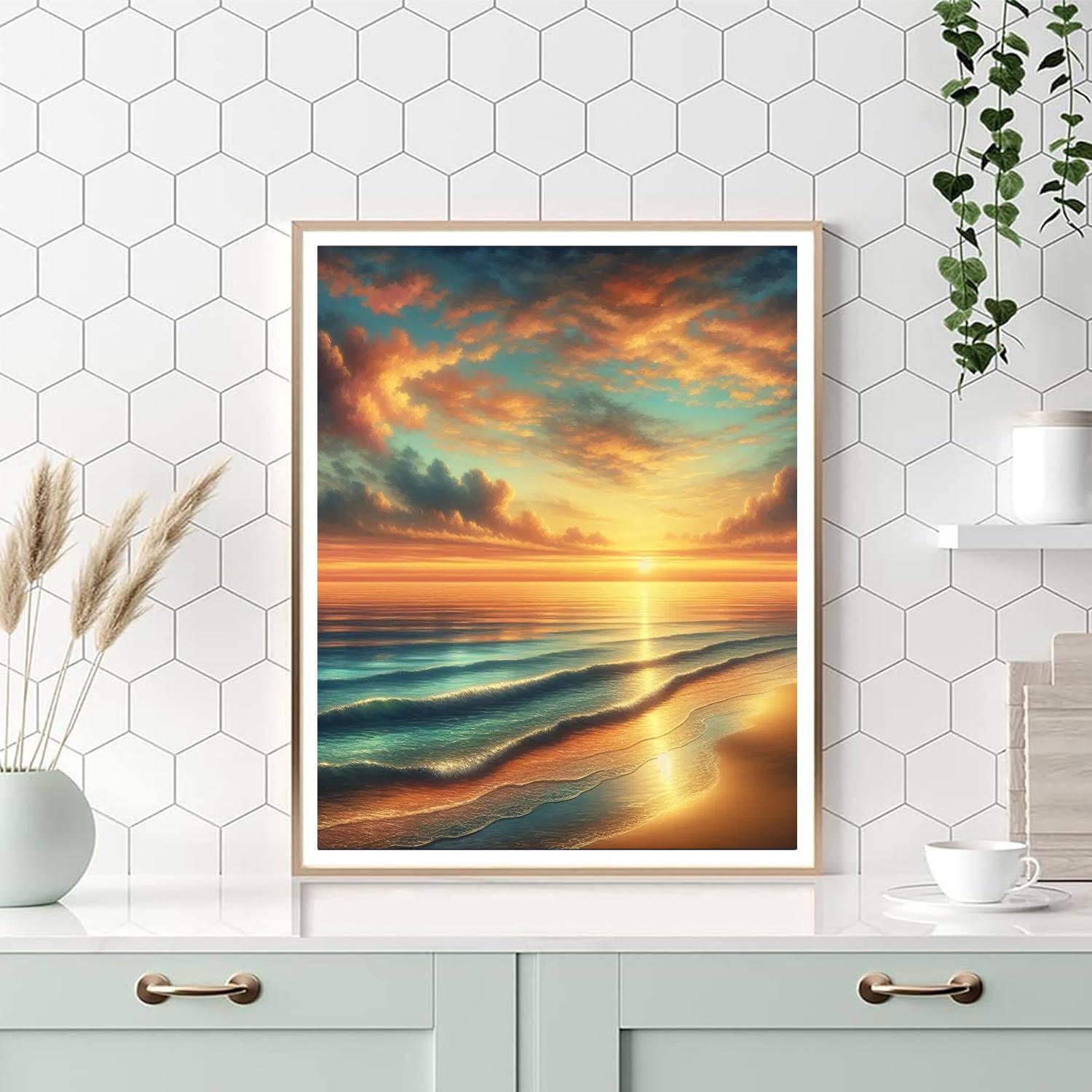 Serene Beachfront Sunrise Painting By Numbers Kit