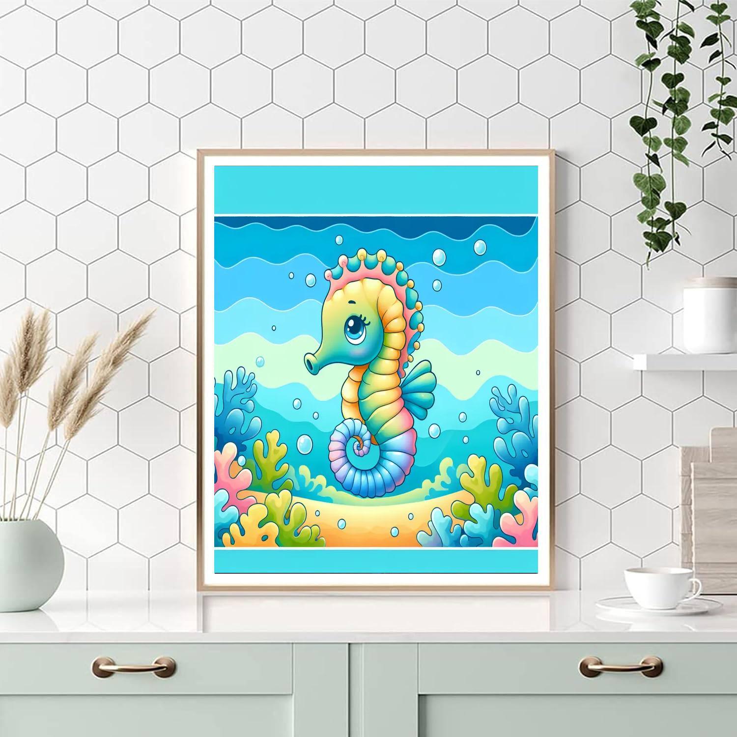 Spirited Seahorse DIY Paint By Numbers