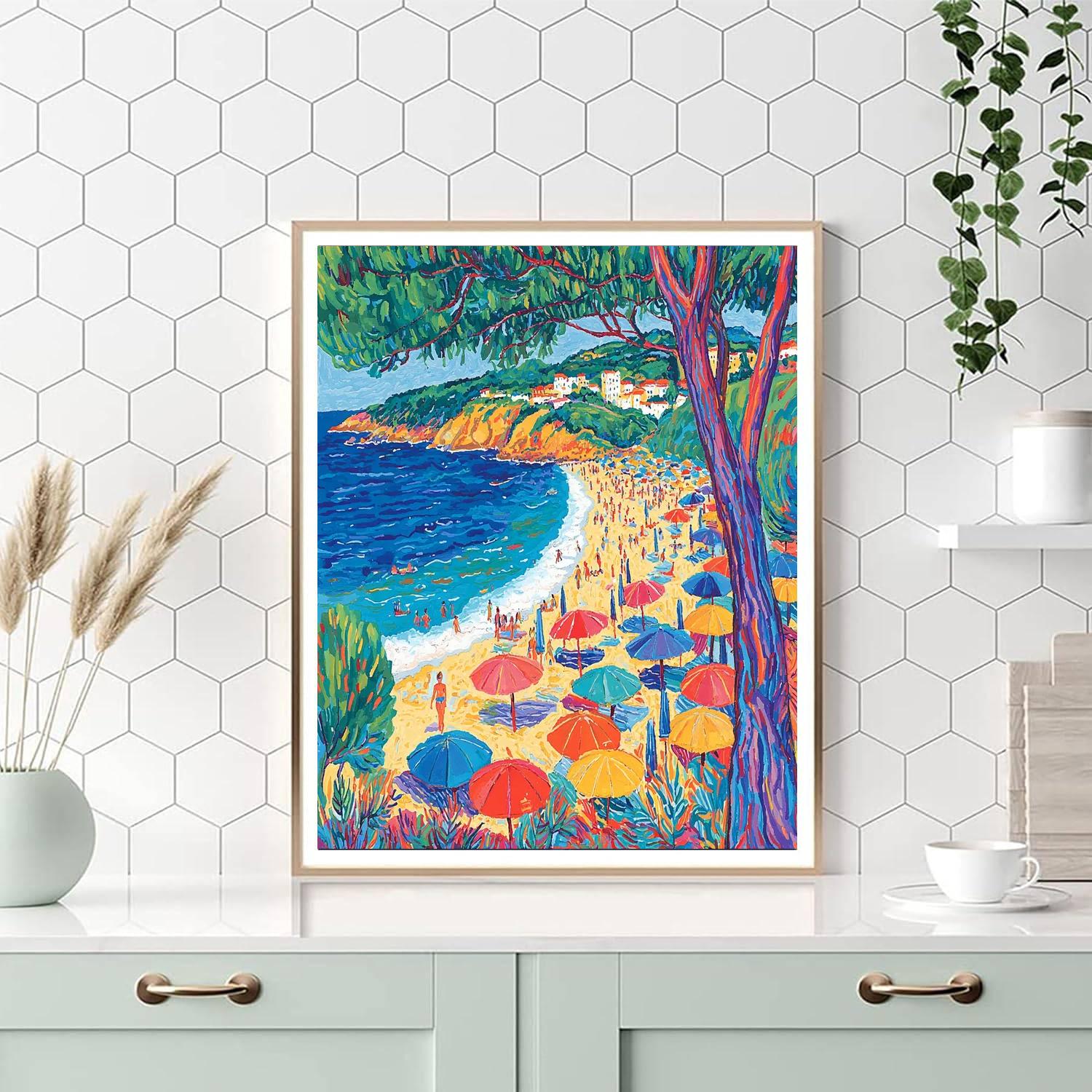 Paul Signac Inspired Colorful Coastal Retreat  Number Painting