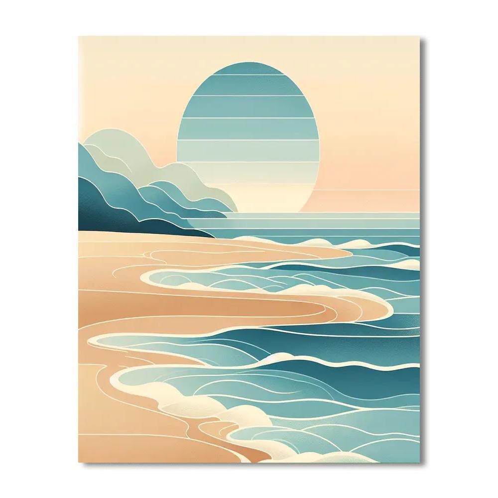 Glistening Ocean Shoreline Number Painting