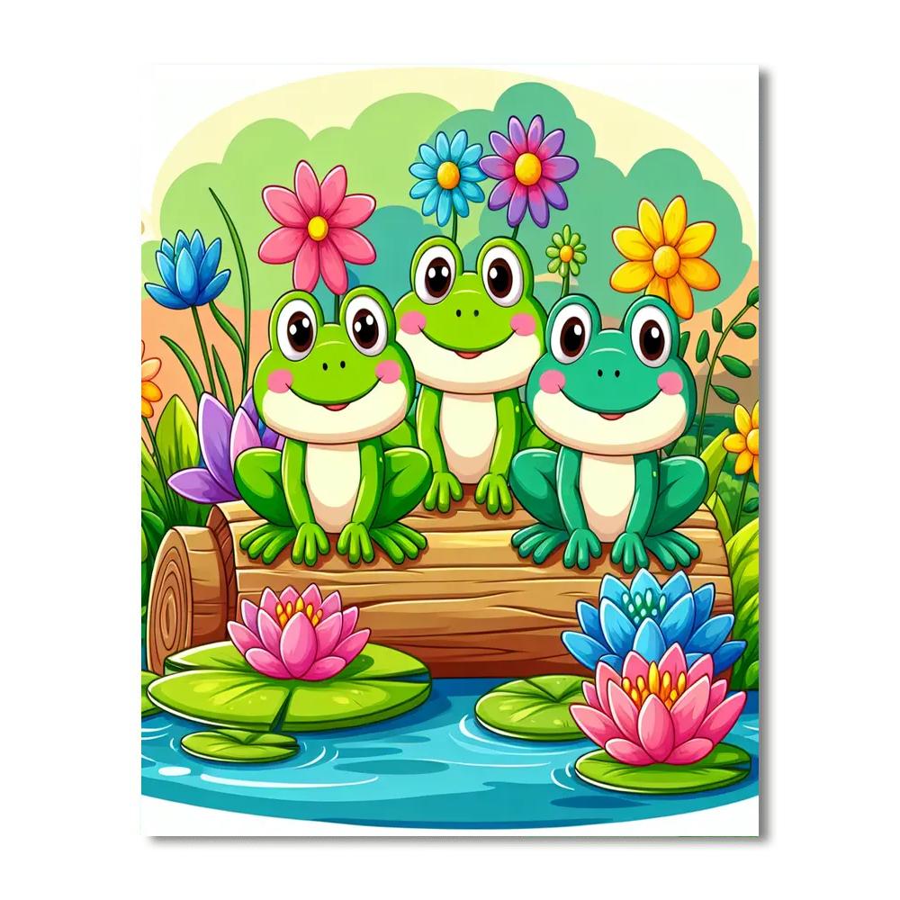 Frogs On A Log Painting Number Kit