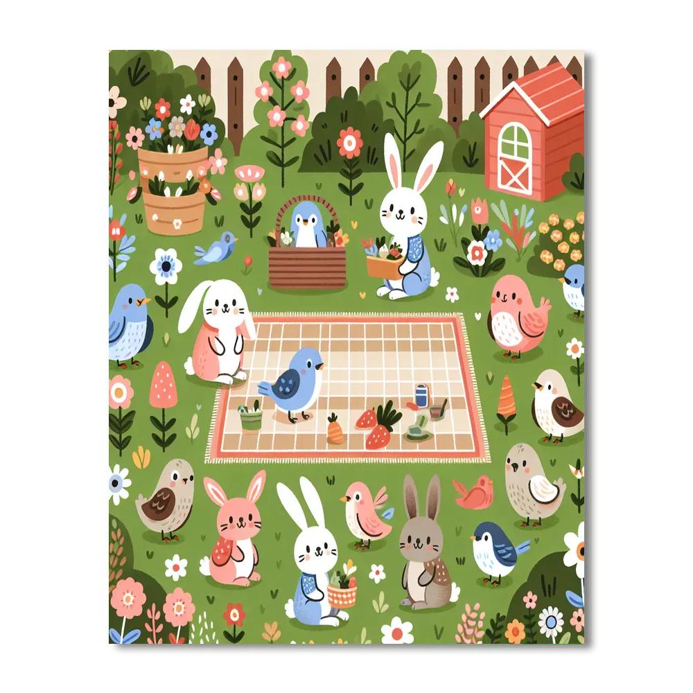 Garden Critter Gathering DIY Paint By Numbers