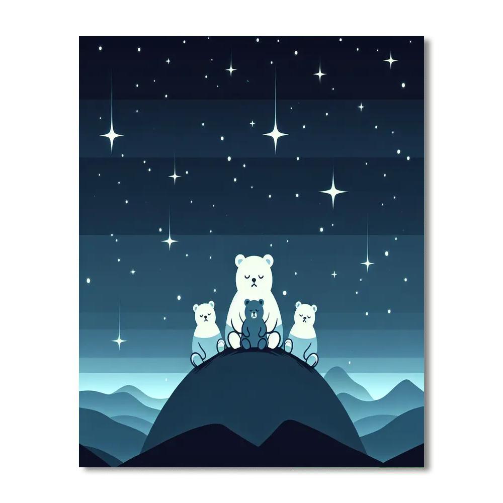 Serene Stargazing Bears Painting Number Kit