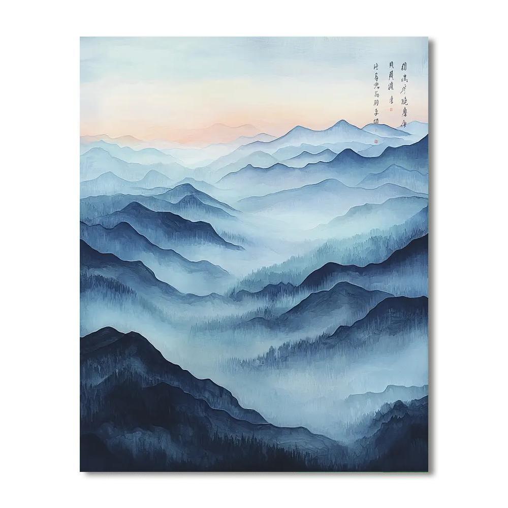 Zhao Mengfu Inspired Whispering Mountains  Painting By Numbers Kit
