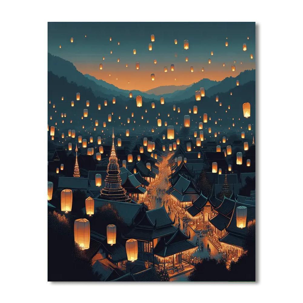 Lantern Festival - Chiang Mai DIY Paint By Numbers