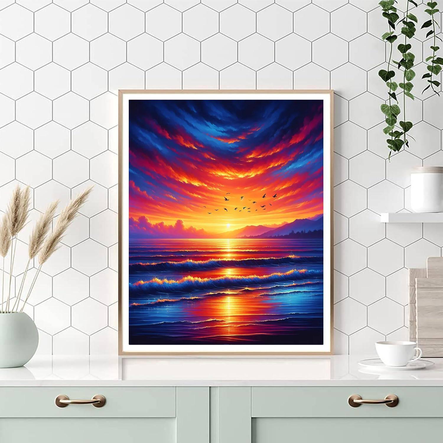 Radiant Sunset Over The Sea Paint By Numbers Art