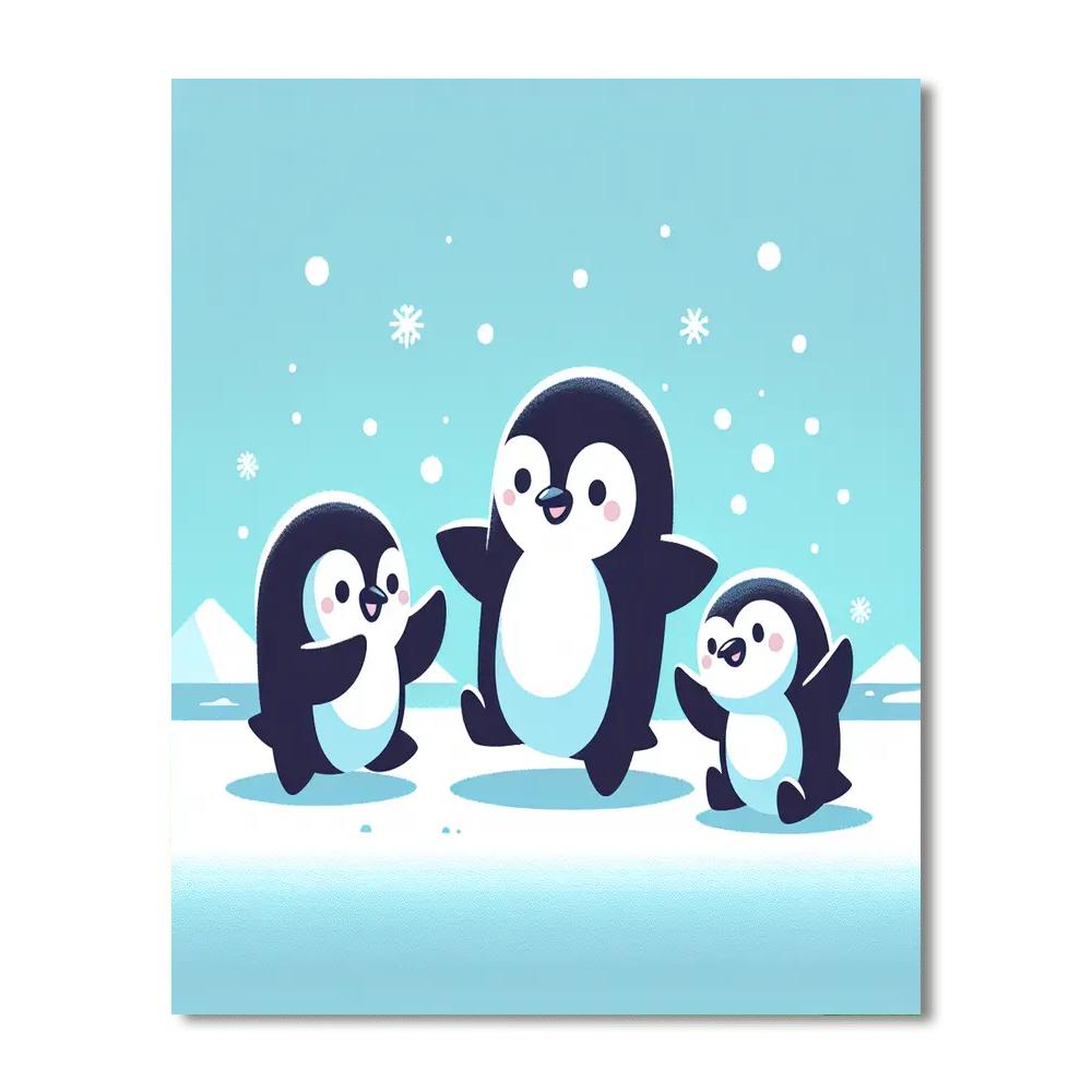 Petite Penguins' Playground Paint By Numbers Art