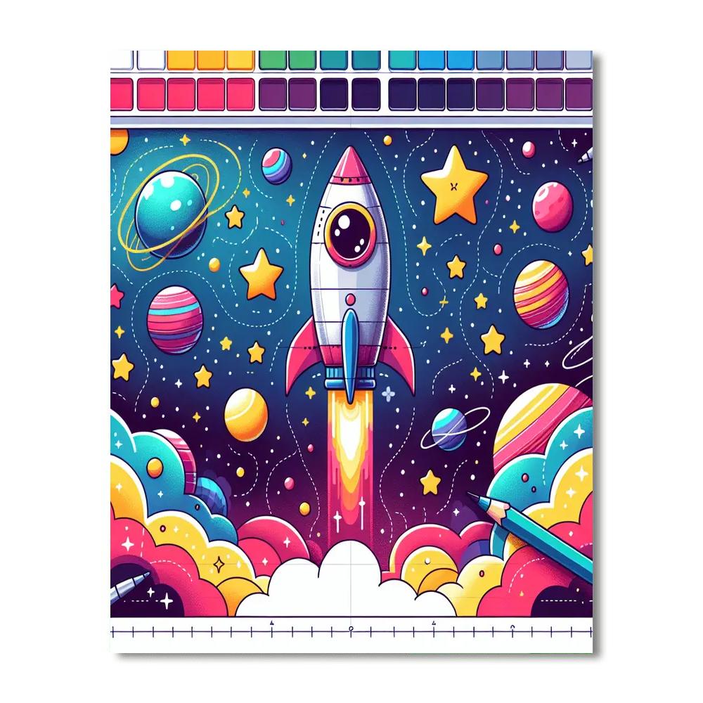 Galactic Space Voyage Painting Number Kit