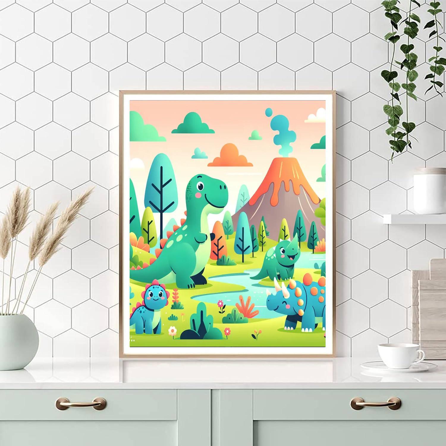 Adventure In Dino World Painting By Numbers Kit