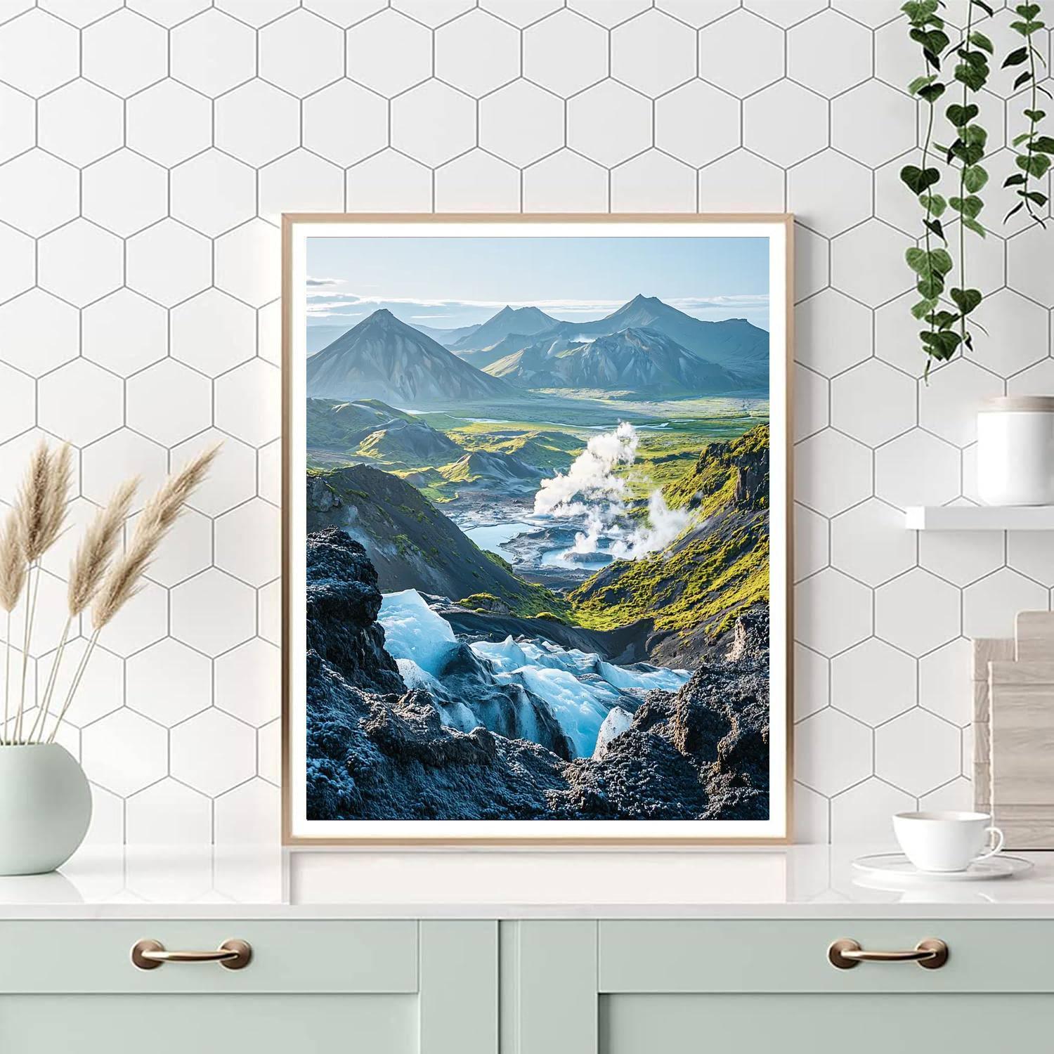 The Land Of Fire And Ice In Iceland Painting Number Kit