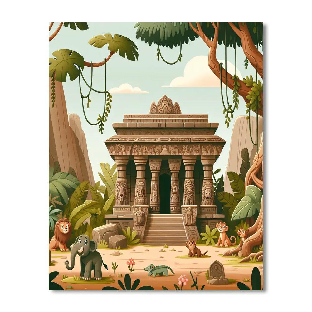 Hidden Jungle Temple Paint By Number